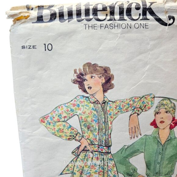 Butterick 4368 Vtg 1970s Daniel Hechter Tucked-front Or Top Sewing Pattern Sz 10 - Picture 2 of 7
